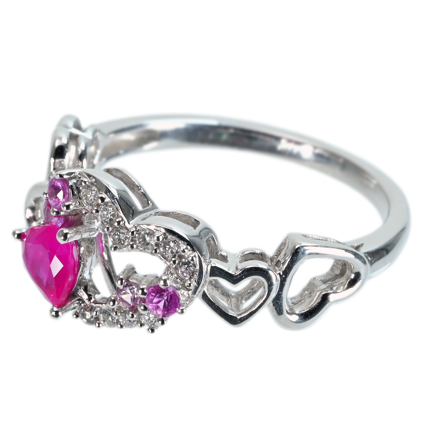 ルビ―&ピンクサファイアリング K18WG R0.21ct S-PK0.09ct D0.07ct - 画像 (3)
