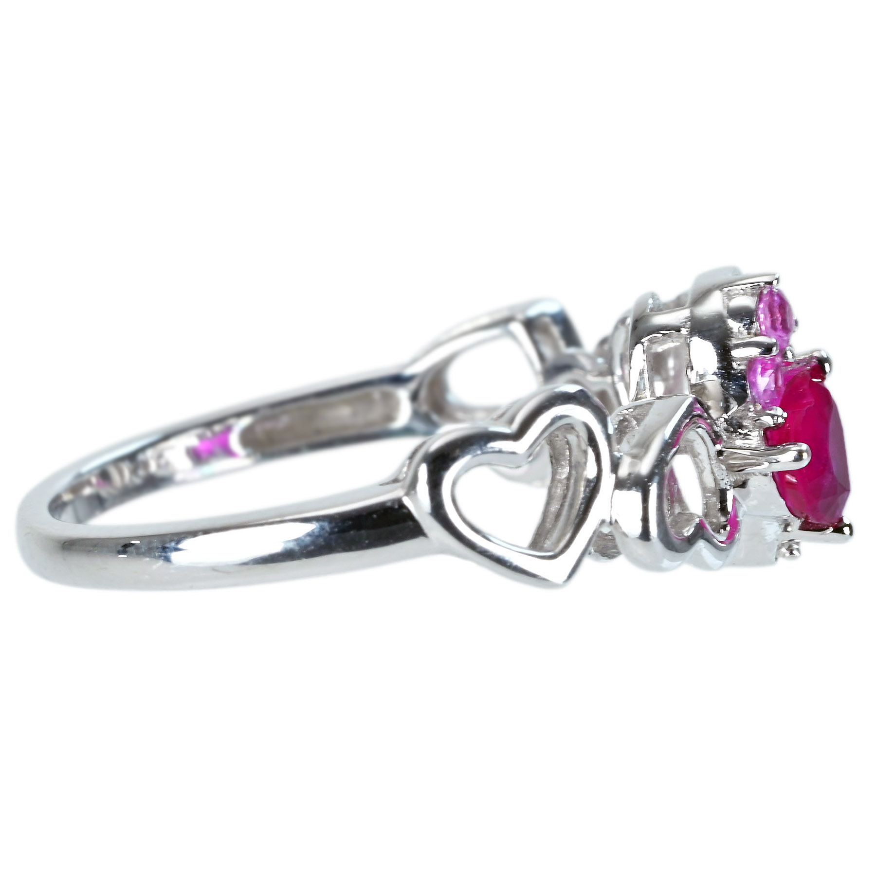 ルビ―&ピンクサファイアリング K18WG R0.21ct S-PK0.09ct D0.07ct - 画像 (4)