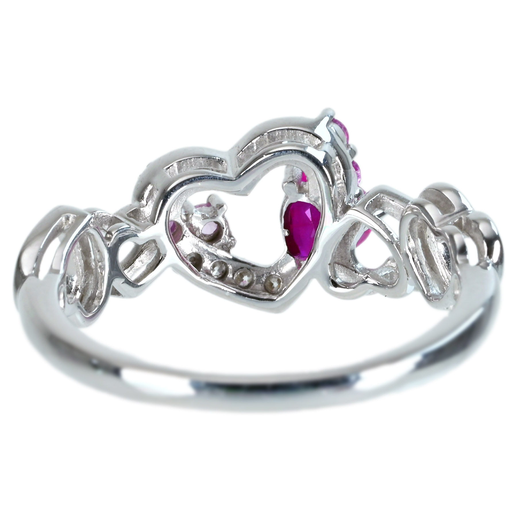ルビ―&ピンクサファイアリング K18WG R0.21ct S-PK0.09ct D0.07ct - 画像 (5)