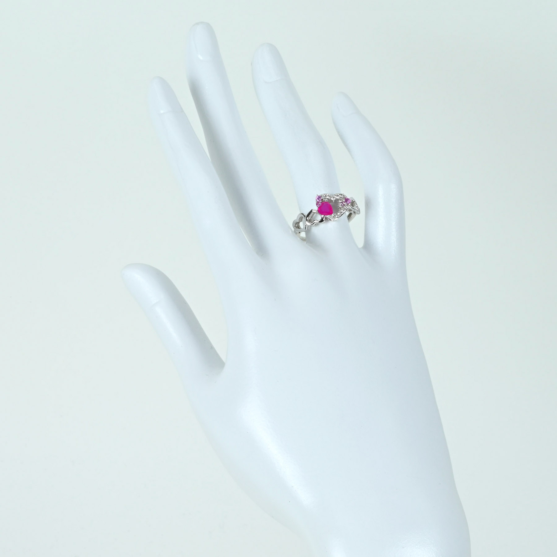 ルビ―&ピンクサファイアリング K18WG R0.21ct S-PK0.09ct D0.07ct - 画像 (6)