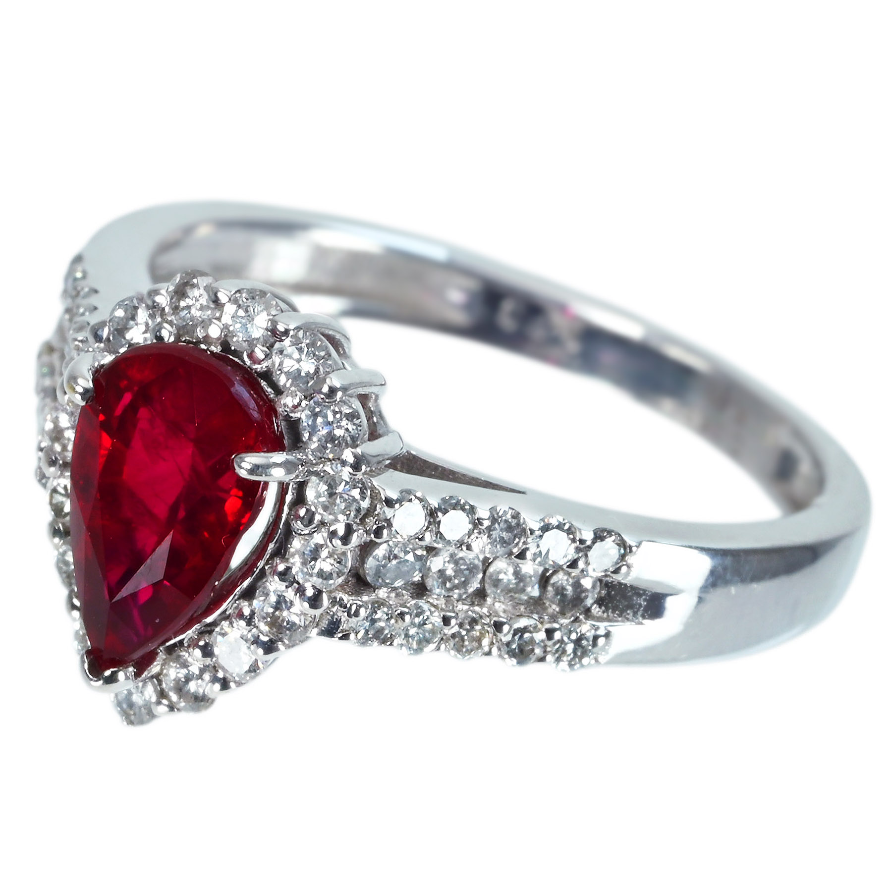 ミャンマー産ルビーリング K18WG R1.53ct D0.55ct - 画像 (3)