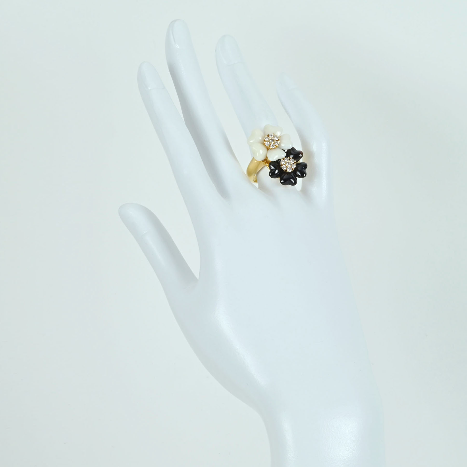 シェル&オニキスリング K18YG D0.41ct - 画像 (6)