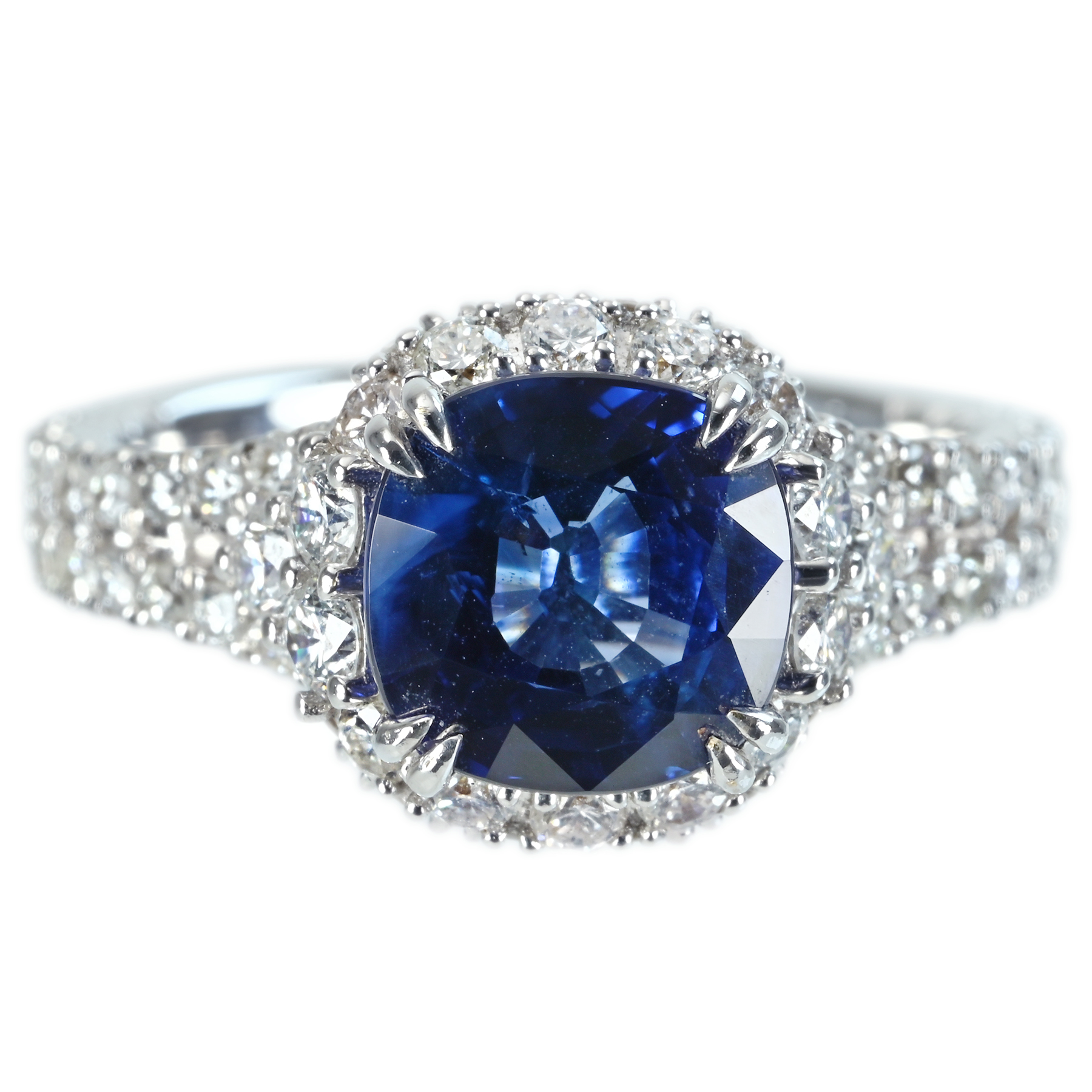 サファイアリング K18WG S2.98ct D1.44ct - 画像 (2)
