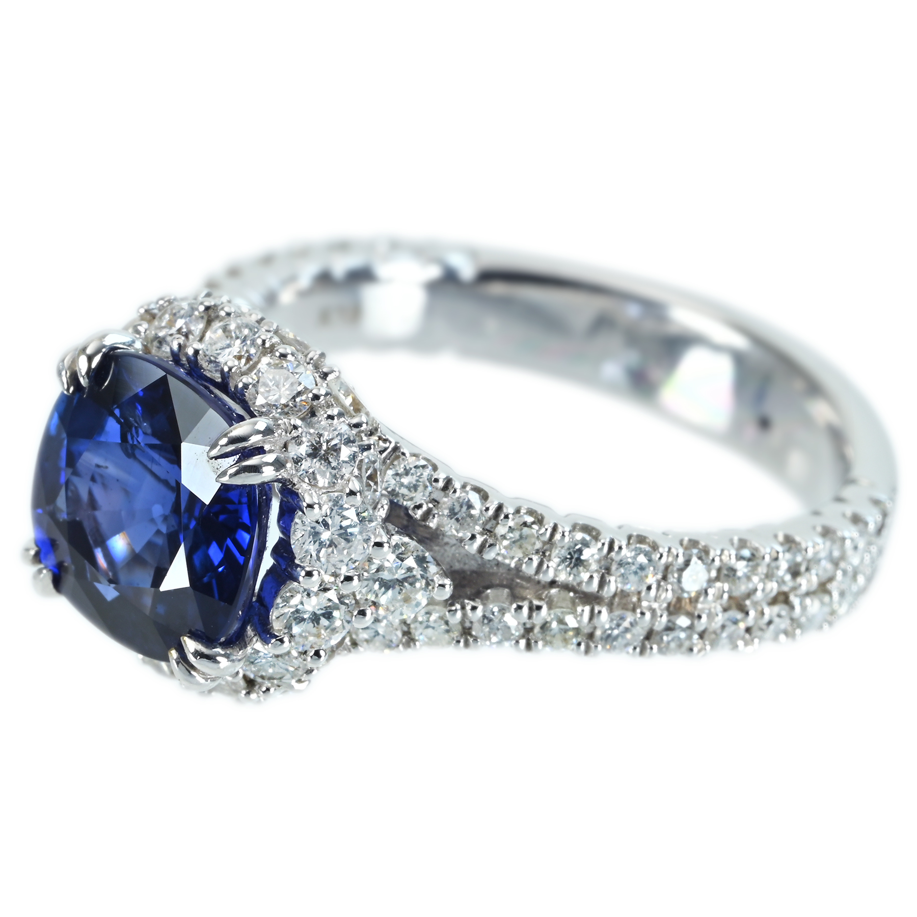 サファイアリング K18WG S2.98ct D1.44ct - 画像 (3)