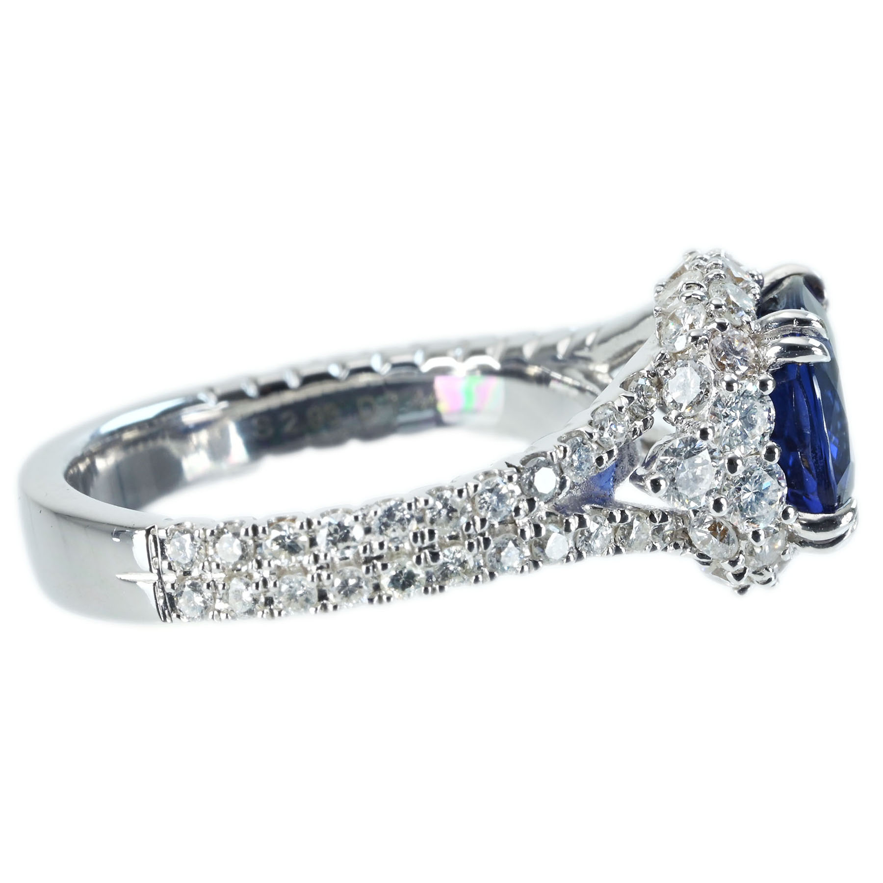 サファイアリング K18WG S2.98ct D1.44ct - 画像 (4)