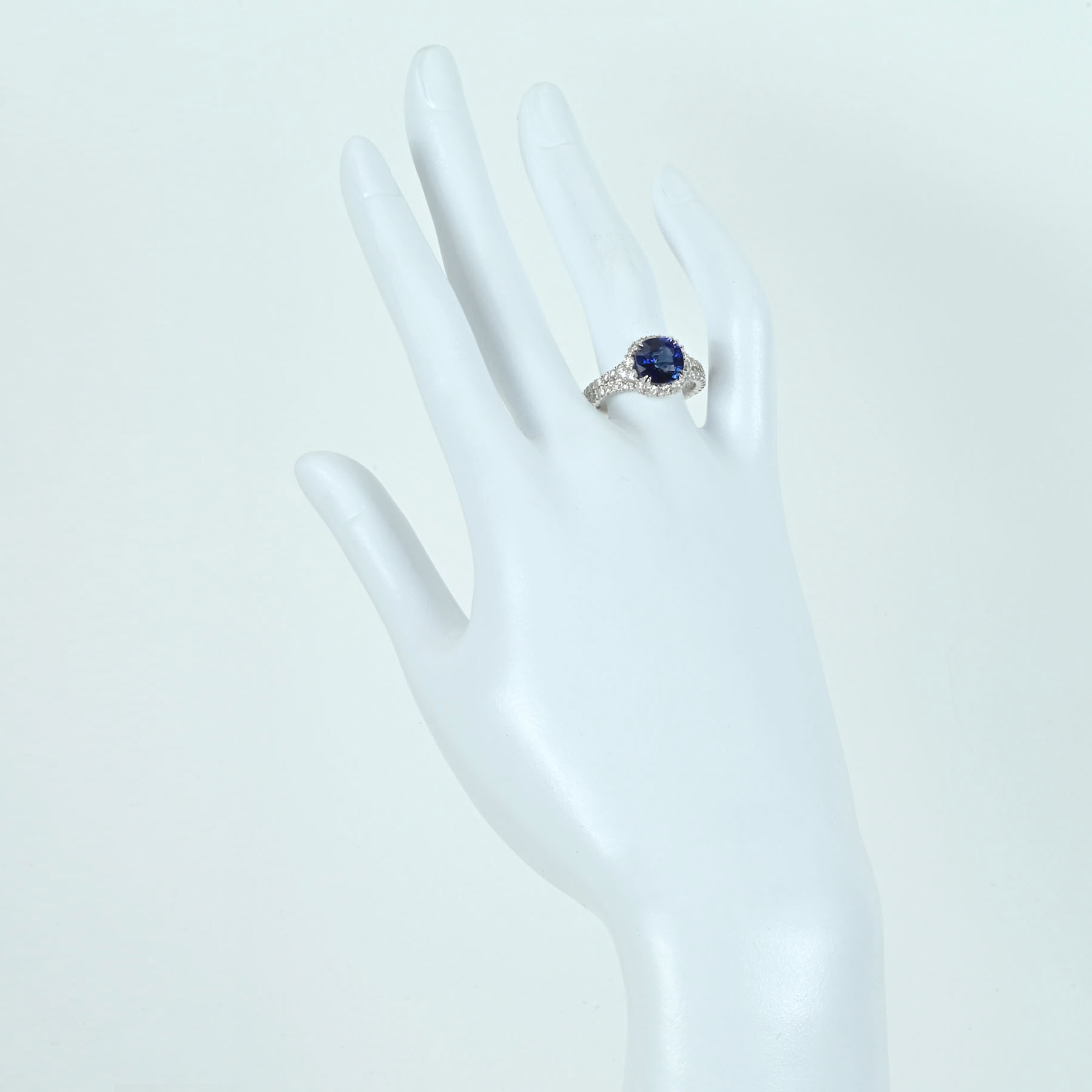 サファイアリング K18WG S2.98ct D1.44ct - 画像 (6)
