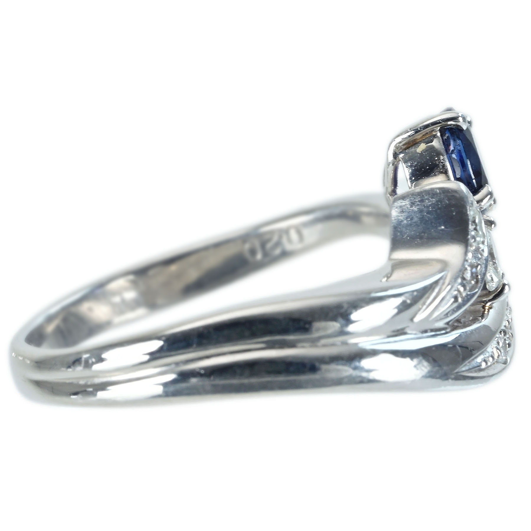 サファイアリング PT900 S0.58ct D0.20ct - 画像 (4)