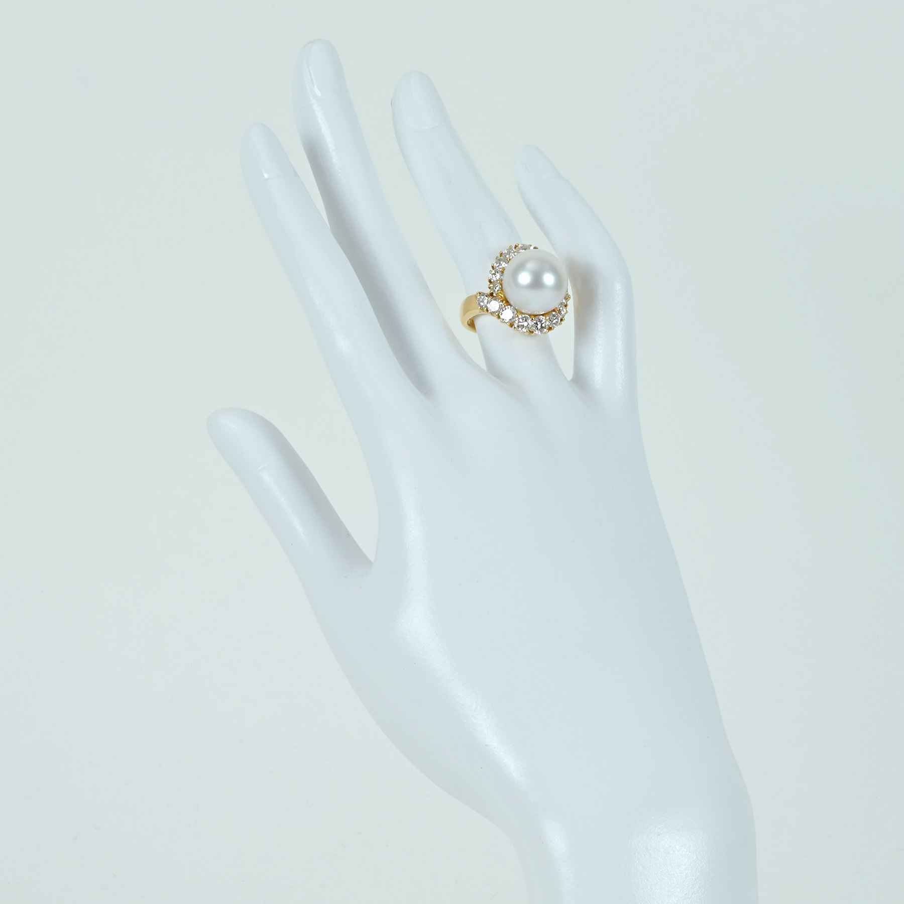南洋白蝶パールリング K18YG P12.4mm D2.01ct - 画像 (6)
