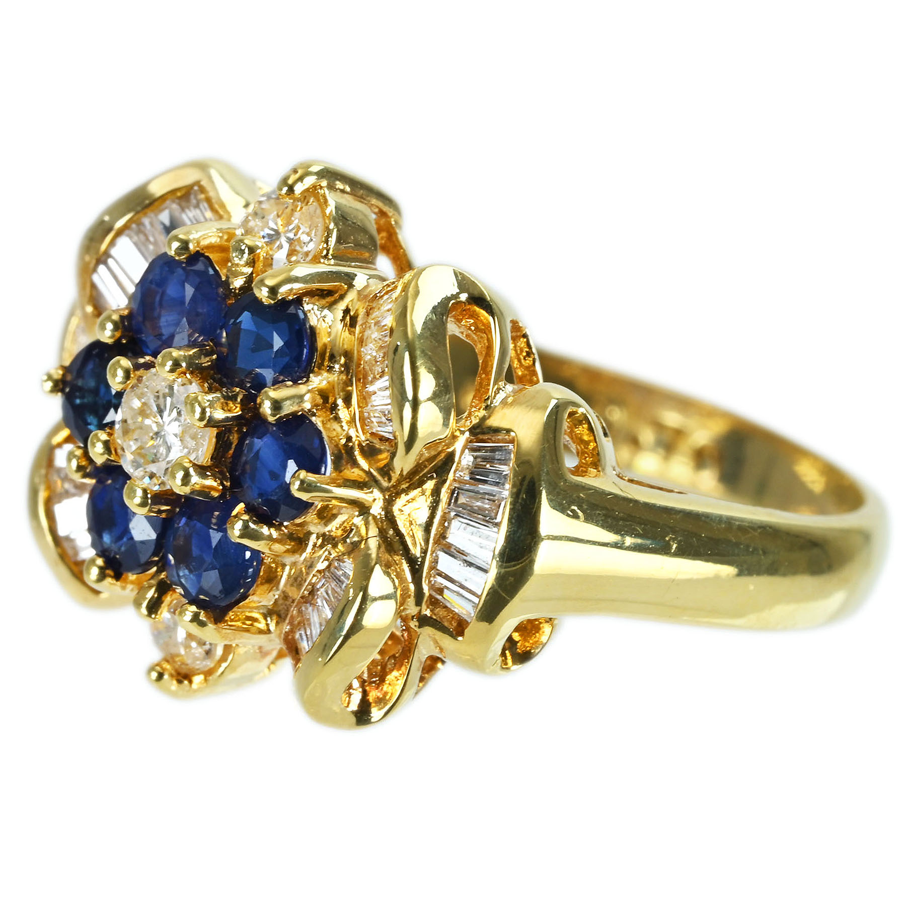 サファイアリング K18YG S0.70ct D0.50ct - 画像 (3)