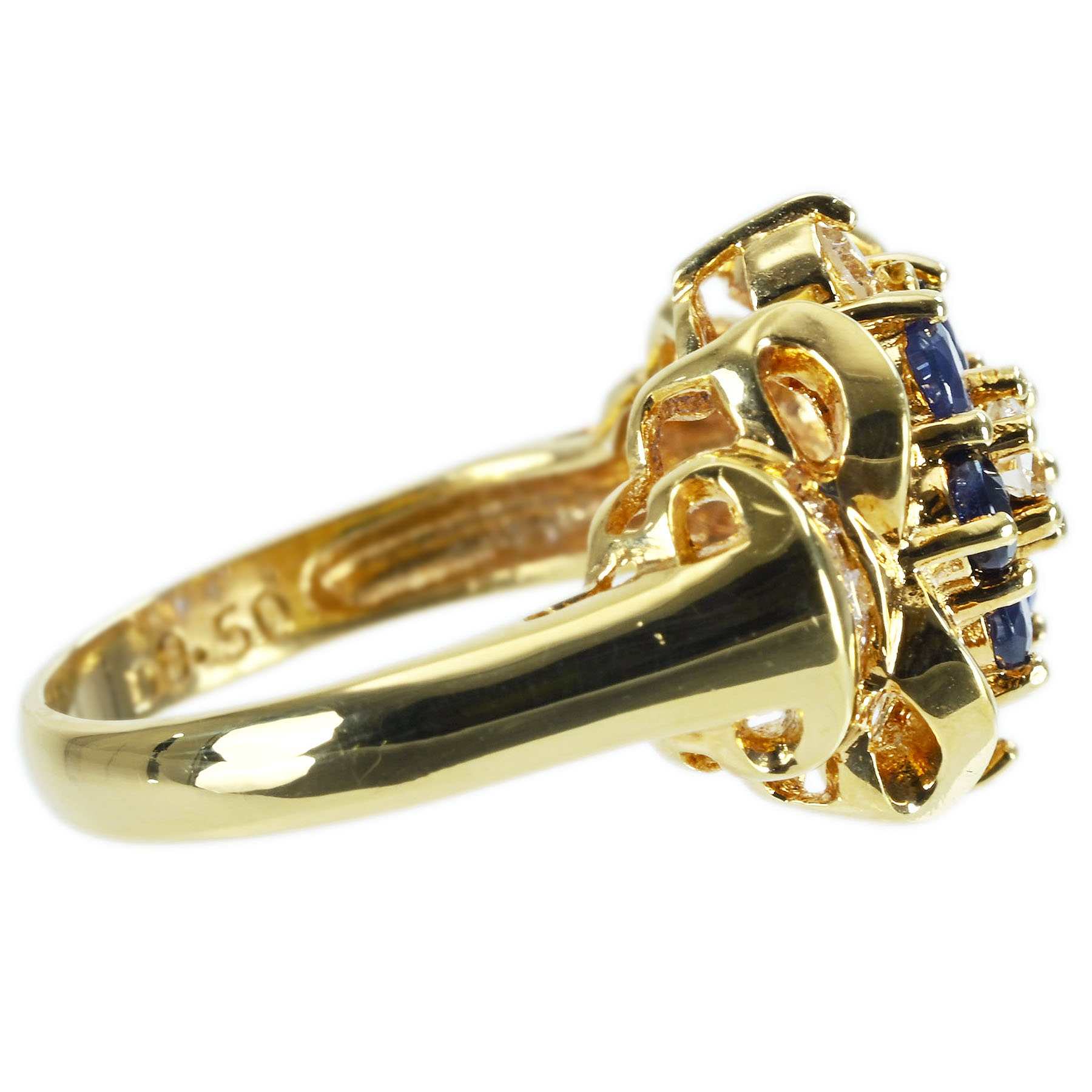 サファイアリング K18YG S0.70ct D0.50ct - 画像 (4)