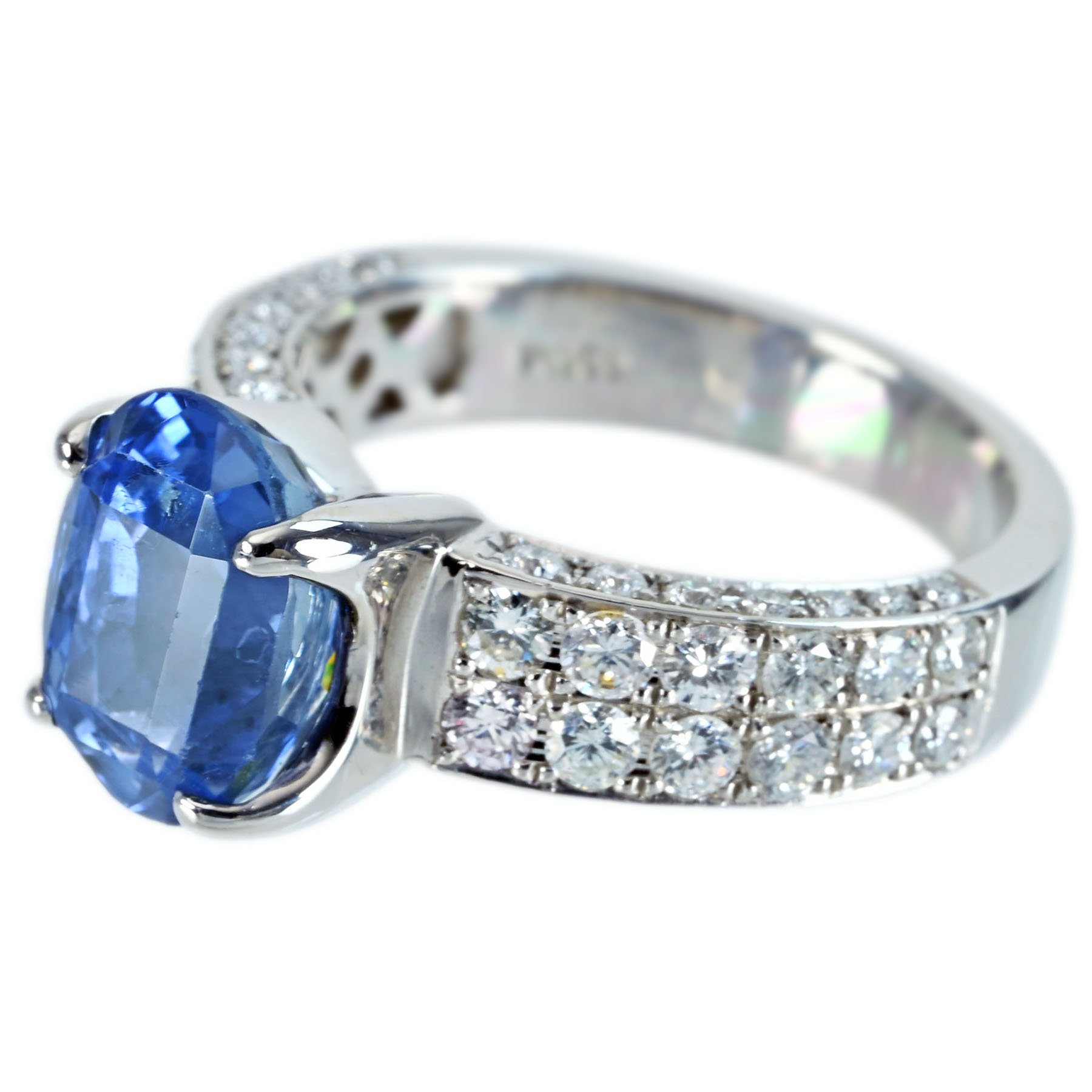 サファイアリング PT950 S4.351ct D1.01ct - 画像 (3)
