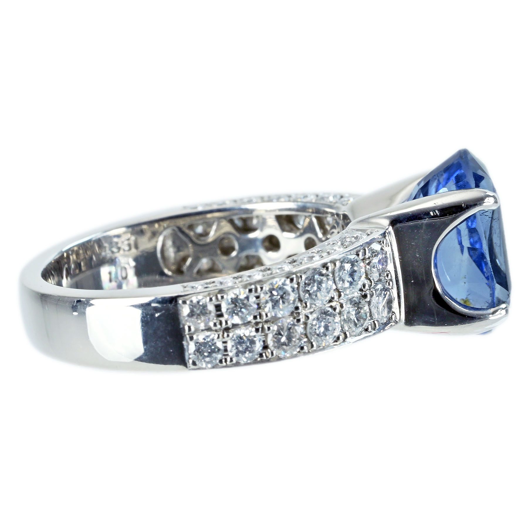 サファイアリング PT950 S4.351ct D1.01ct - 画像 (4)