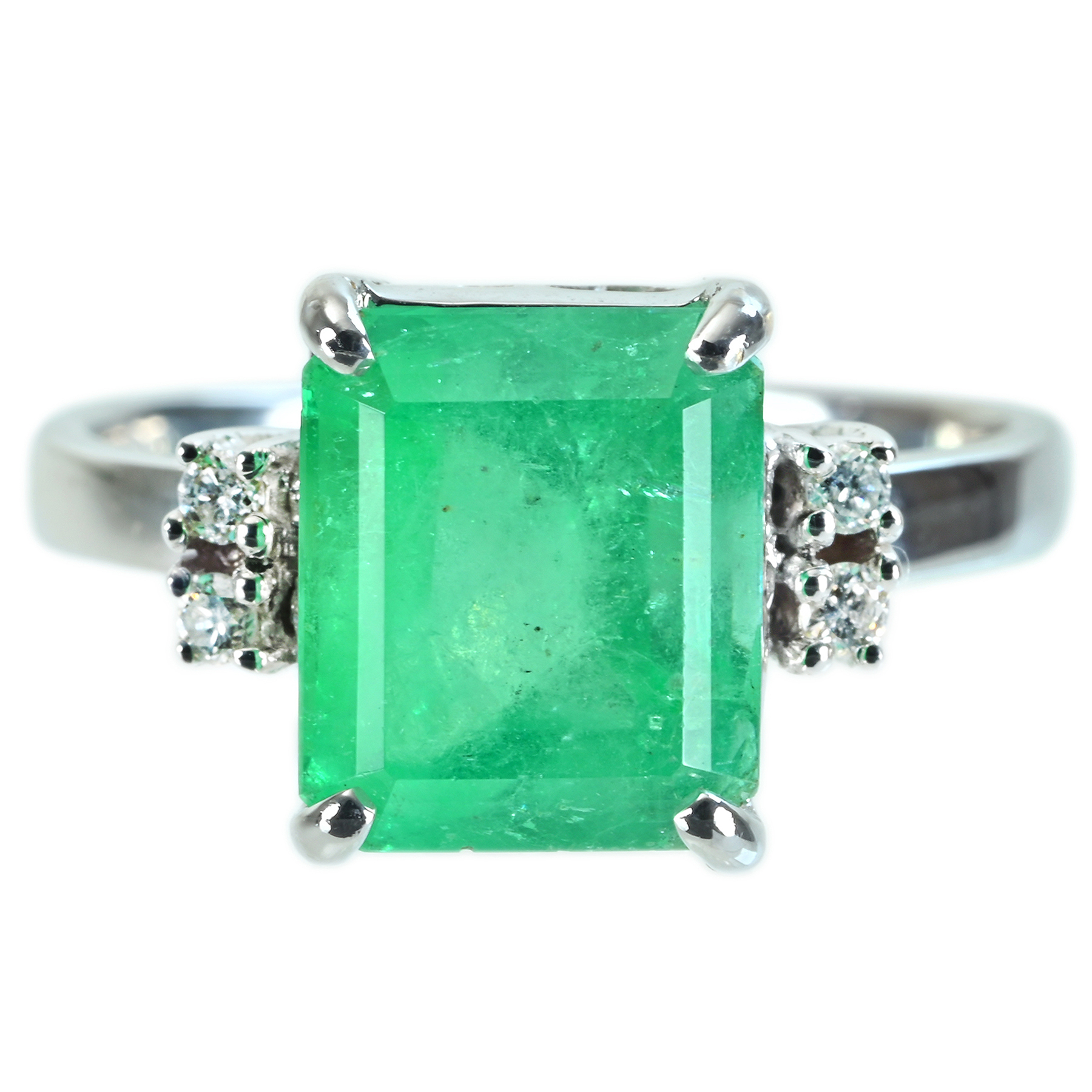 エメラルドリング K18WG E4.41ct D0.09ct - 画像 (2)