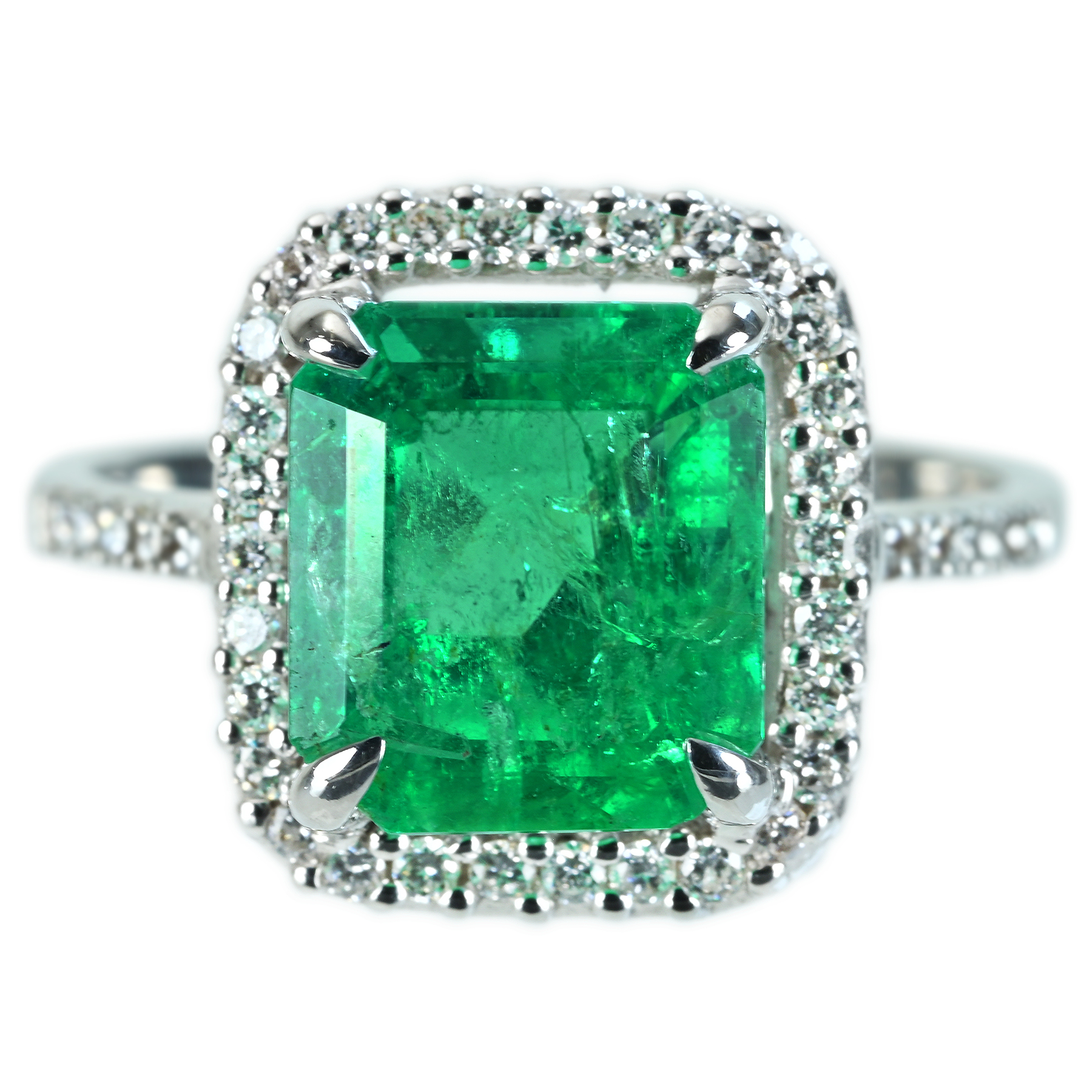 エメラルドリング K18WG E3.31ct D0.30ct - 画像 (2)