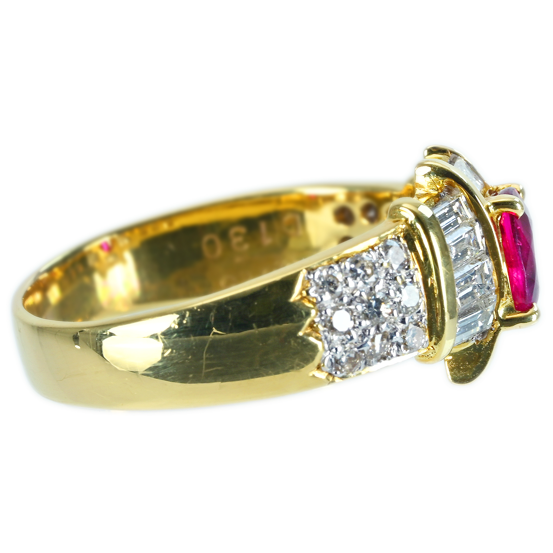 ルビーリング K18YG R0.875ct D1.30ct - 画像 (4)
