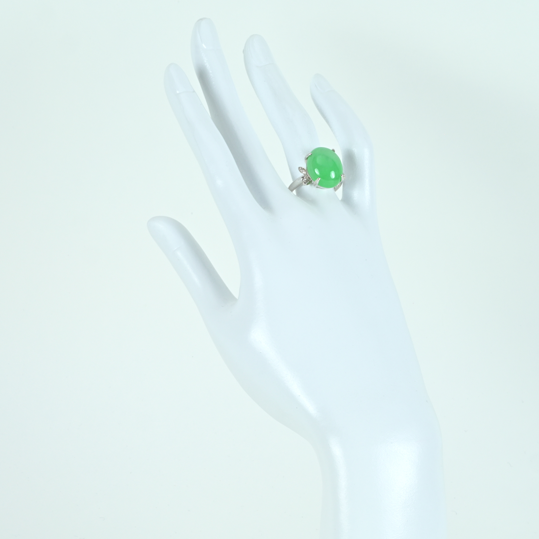 翡翠リング K18WG J12.11ct D0.04ct - 画像 (6)